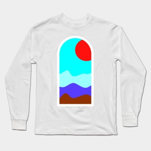 Red Sun Window Landscape Long Sleeve T-Shirt